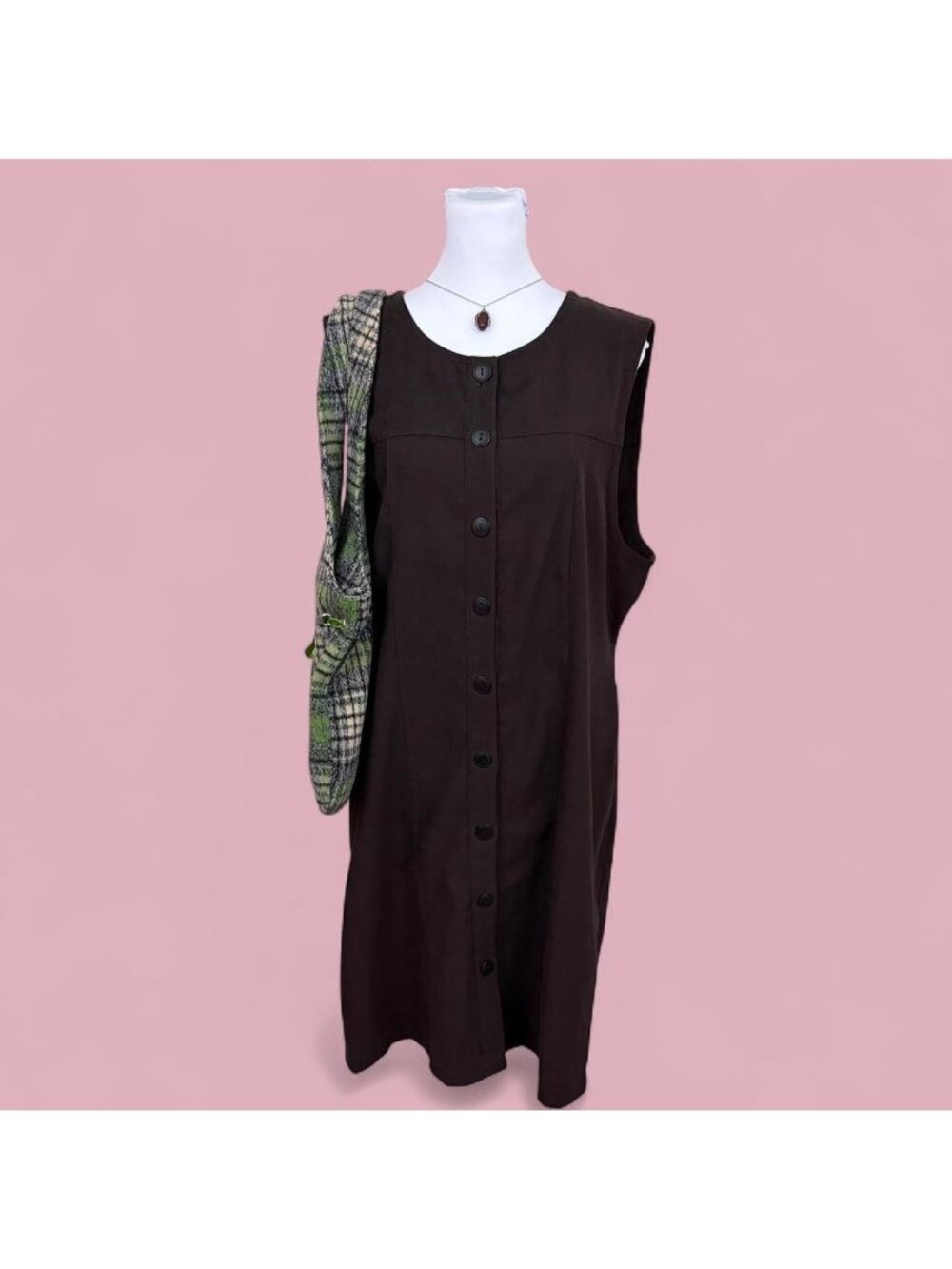 90s brown cottagecore capsule basic button down dress